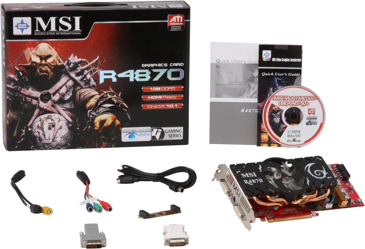 Alt view image 6 of 6 - MSI Radeon HD 4870 1GB GDDR5 PCI Express 2.0 x16 CrossFireX Support Graphics Card R4870-T2D1G
