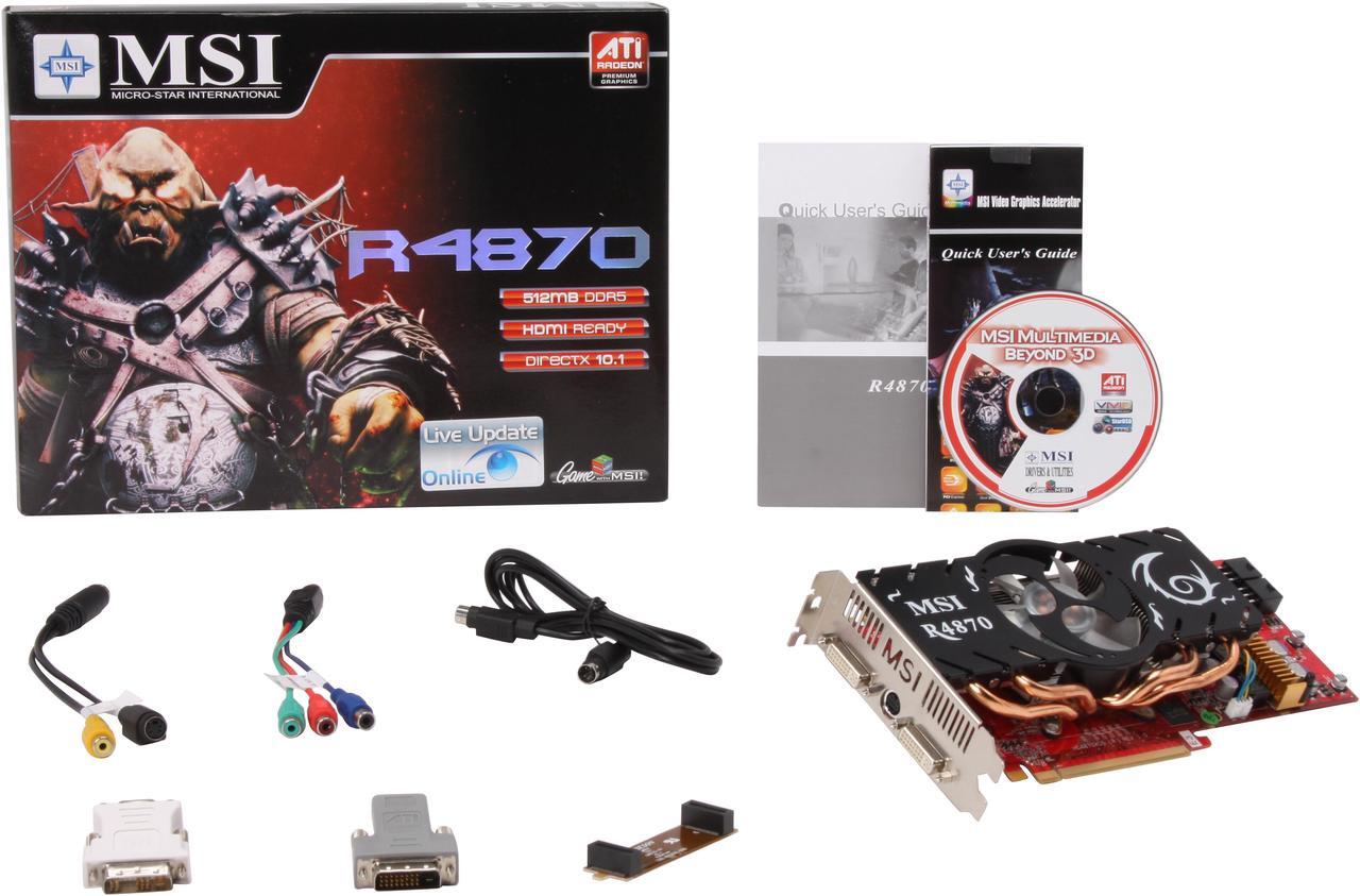 Alt view image 6 of 6 - MSI Radeon HD 4870 512MB GDDR5 PCI Express 2.0 x16 CrossFireX Support Graphics Card R4870-T2D512