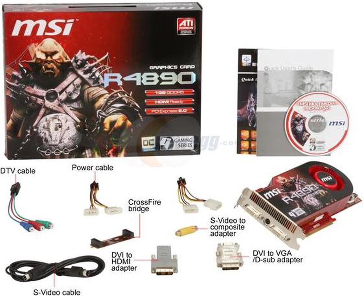 Alt view image 6 of 6 - MSI Radeon HD 4890 1GB GDDR5 PCI Express 2.0 x16 CrossFireX Support Graphics Card R4890-T2D1G OC