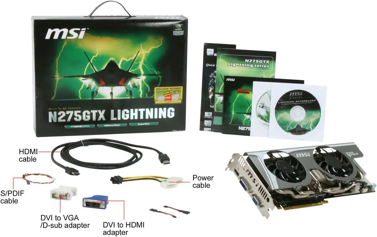 Alt view image 5 of 5 - MSI GeForce GTX 275 1792MB GDDR3 PCI Express 2.0 x16 SLI Support Graphics Card N275GTX Lightning