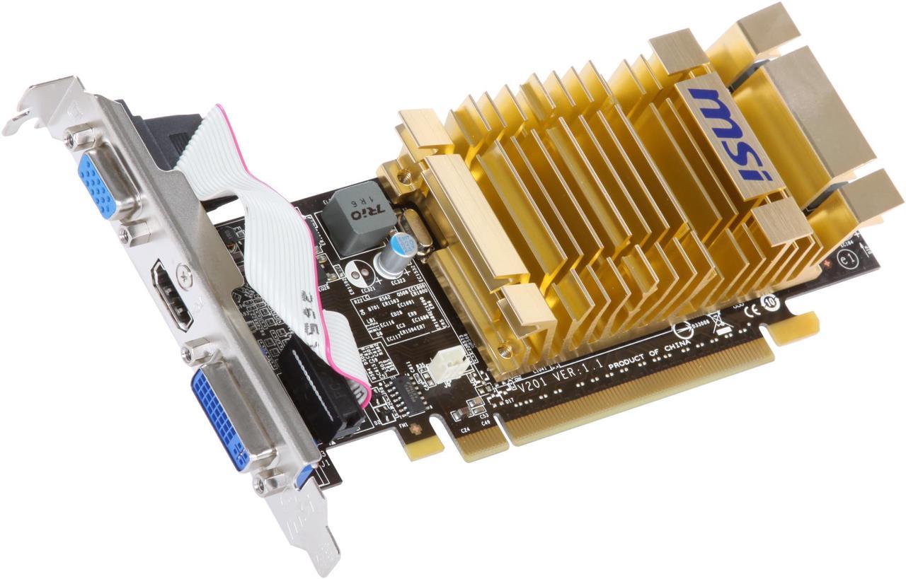 MSI GeForce 210 512MB DDR2 PCI Express 2.0 x16 Low Profile Ready Video Card N210-MD512H