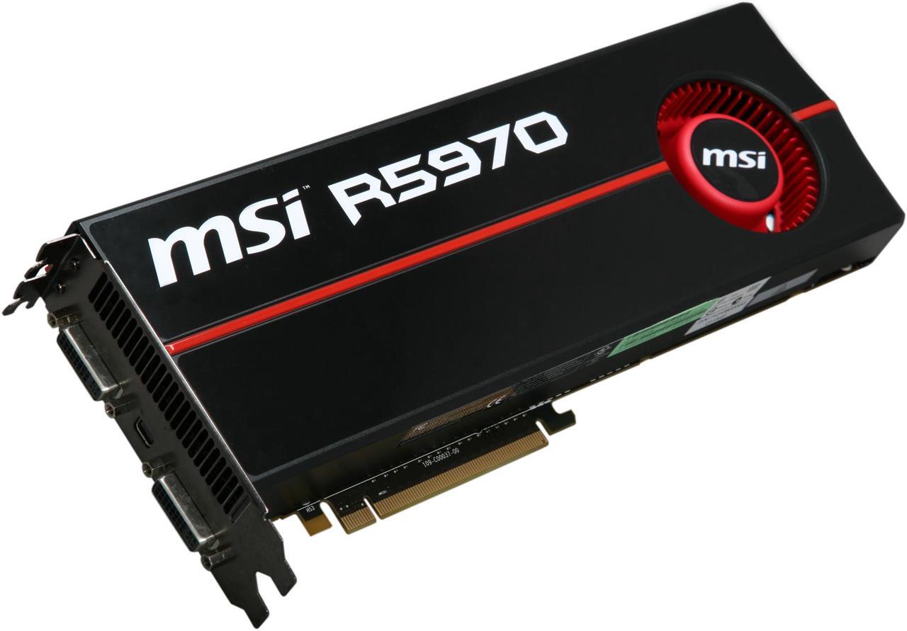 Main image of MSI Radeon HD 5970 (Hemlock) 2GB GDDR5 PCI Express 2.1 x16 CrossFireX Support Graphics Card R5970-P2D2G