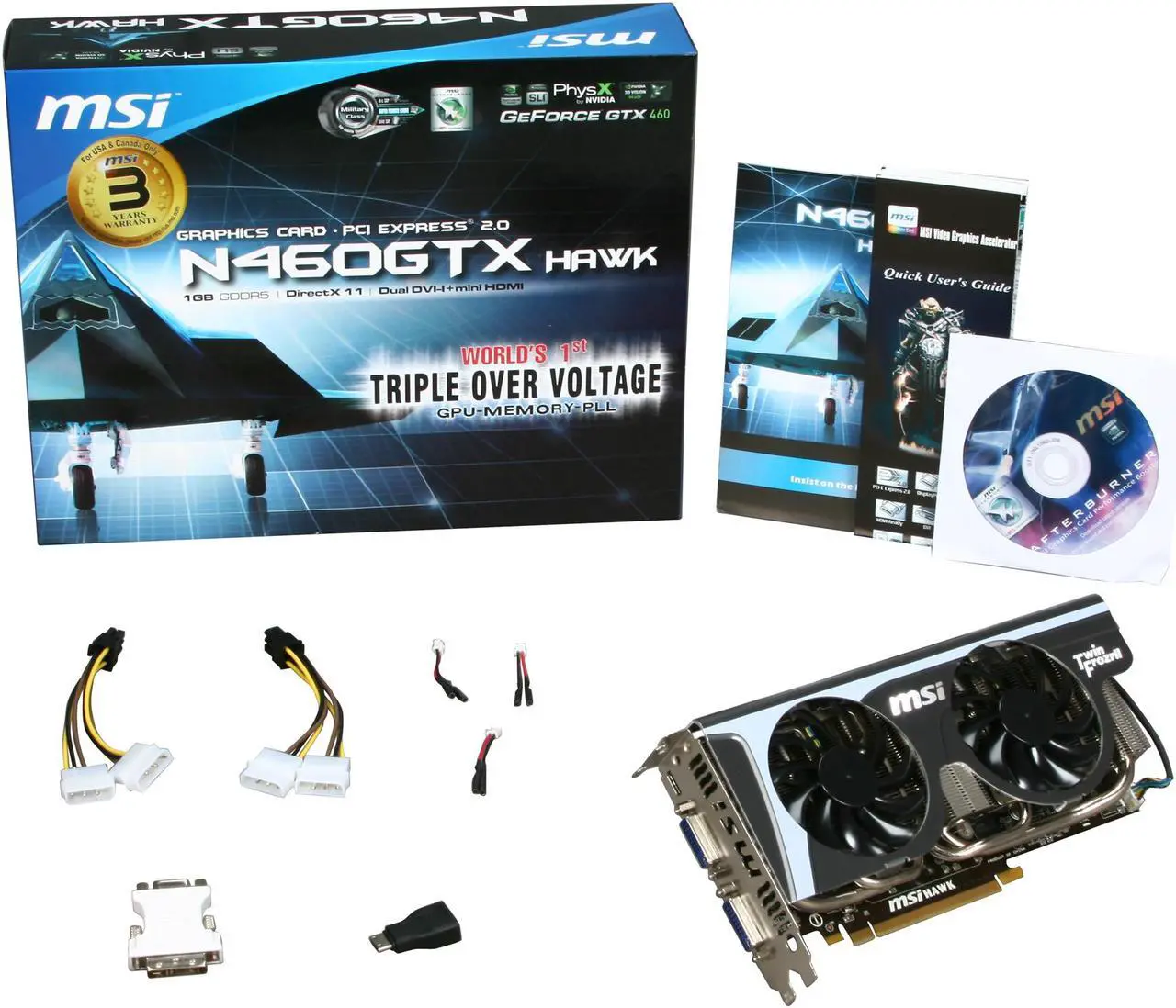 Alt view image 6 of 6 - MSI GeForce GTX 460 (Fermi) 1GB GDDR5 PCI Express 2.0 x16 SLI Support Graphics Card N460GTX Hawk