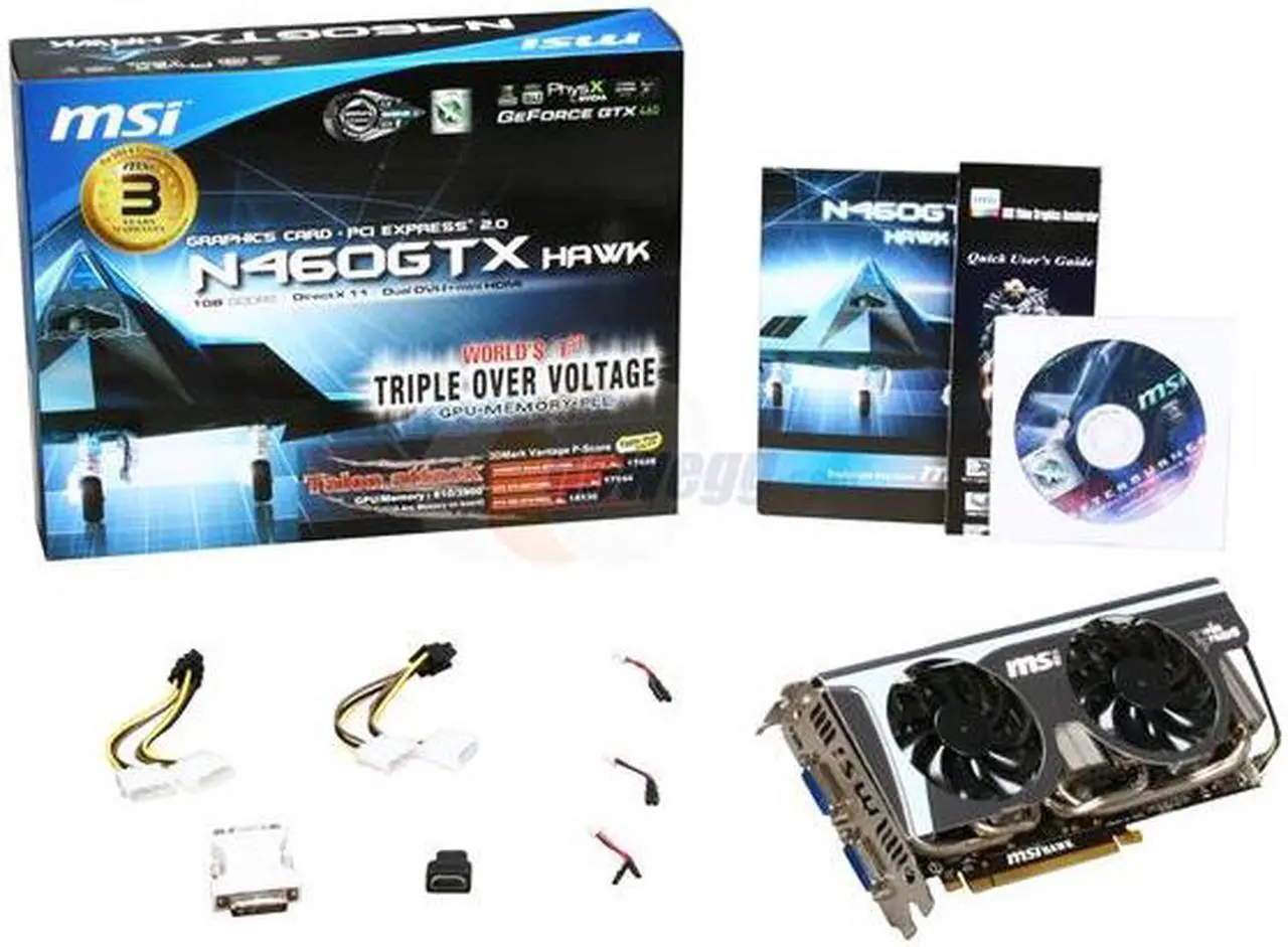 Alt view image 6 of 6 - MSI GeForce GTX 460 (Fermi) 1GB GDDR5 PCI Express 2.0 x16 SLI Support Graphics Card N460GTX Hawk Talon Attack
