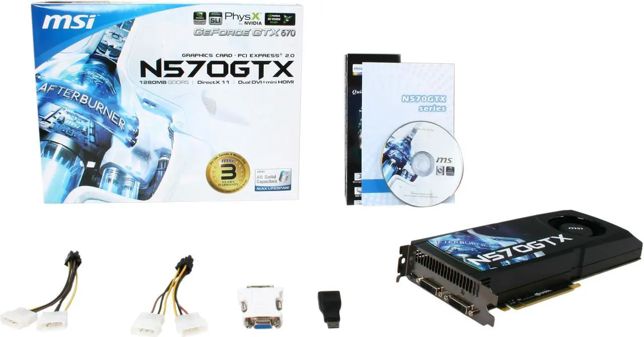 Alt view image 6 of 6 - MSI GeForce GTX 570 (Fermi) 1280MB GDDR5 PCI Express 2.0 x16 SLI Support Graphics Card N570GTX-M2D12D5