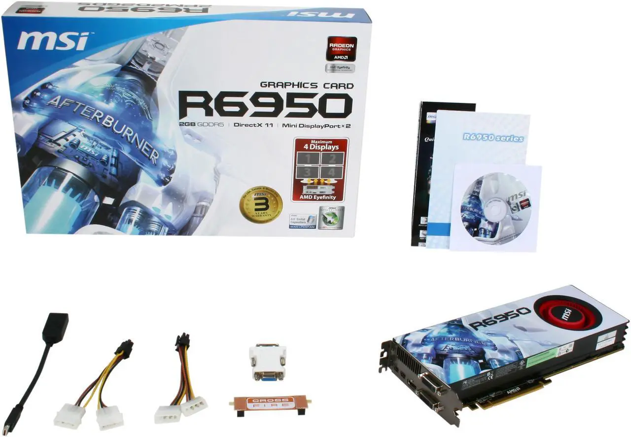 Alt view image 5 of 5 - MSI Radeon HD 6950 2GB GDDR5 PCI Express 2.1 x16 CrossFireX Support Graphics Card R6950-2PM2D2GD5