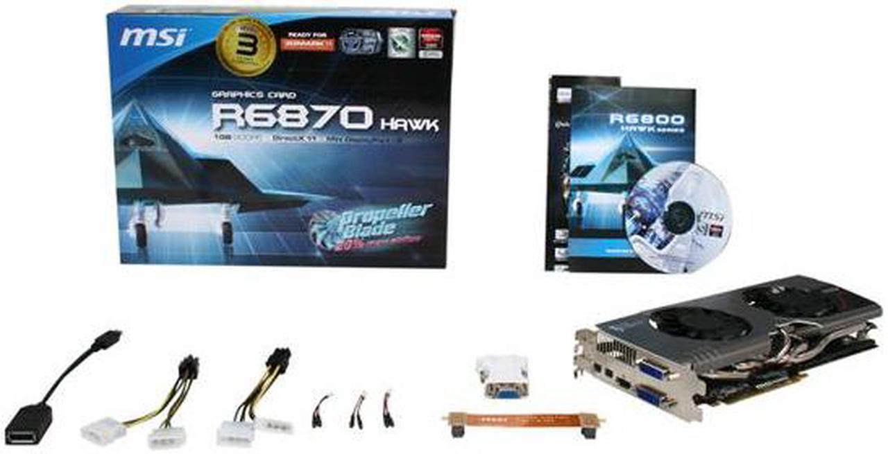 Alt view image 6 of 6 - MSI Radeon HD 6870 1GB GDDR5 PCI Express 2.1 x16 CrossFireX Support Video Card with Eyefinity R6870 Hawk