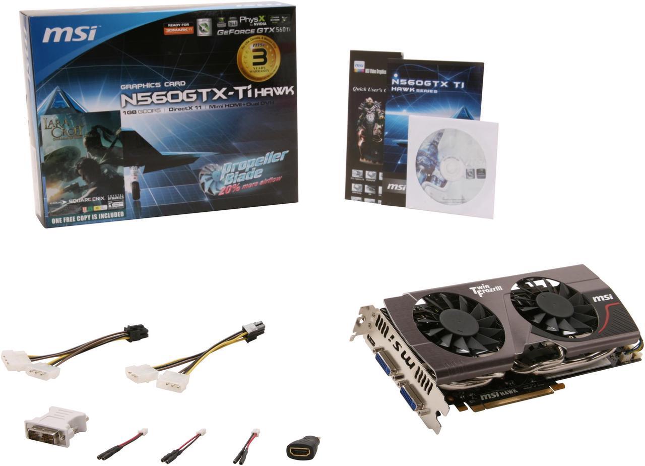 Alt view image 6 of 6 - MSI GeForce GTX 560 Ti (Fermi) 1GB GDDR5 PCI Express 2.0 x16 SLI Support Graphics Card N560GTX-Ti Hawk