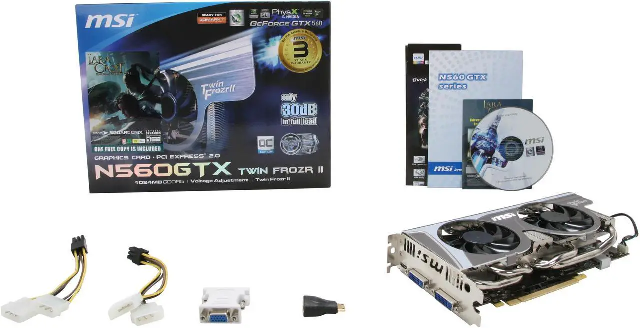 Alt view image 6 of 6 - MSI GeForce GTX 560 (Fermi) 1GB GDDR5 PCI Express 2.0 x16 SLI Support Graphics Card N560GTX Twin Frozr II/OC