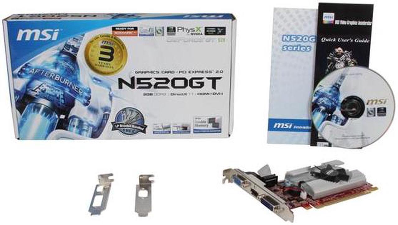 Alt view image 5 of 5 - MSI GeForce GT 520 (Fermi) 2GB DDR3 PCI Express 2.0 x16 Low Profile Ready Graphics Card N520GT-MD2GD3/LP
