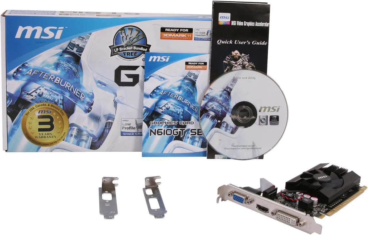 Alt view image 6 of 5 - MSI GeForce GT 610 1GB DDR3 PCI Express 2.0 x16 Graphics Card N610GT-MD1GD3/LP