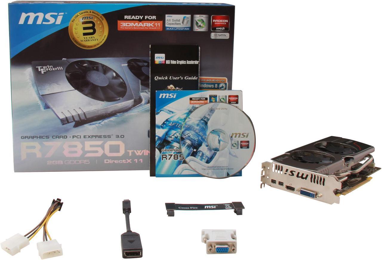 Alt view image 6 of 6 - MSI Radeon HD 7850 2GB GDDR5 PCI Express 3.0 x16 CrossFireX Support Graphics Card R7850 Twin Frozr 2GD5