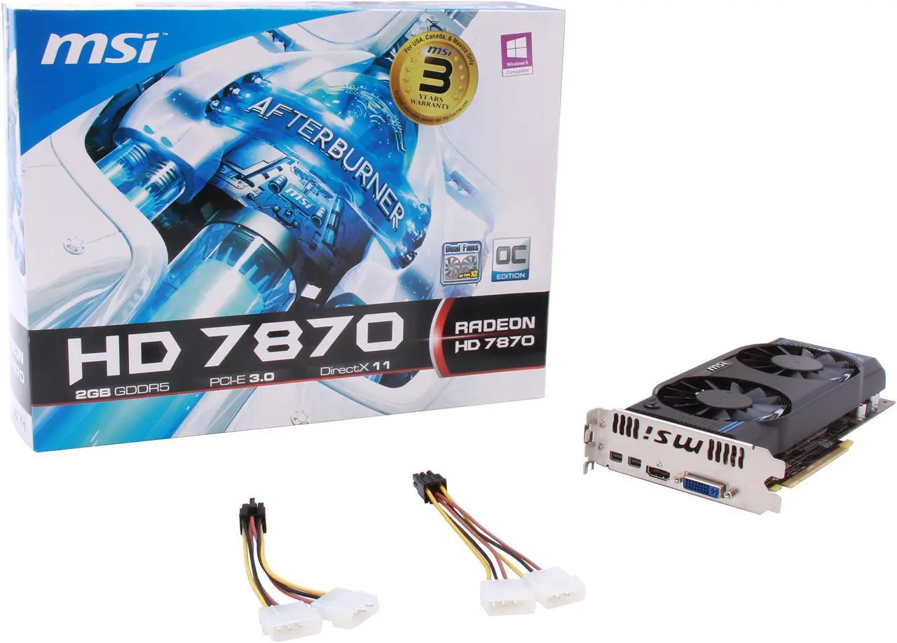 Alt view image 6 of 6 - MSI Radeon HD 7870 GHz Edition 2GB GDDR5 PCI Express 3.0 x16 CrossFireX Support Graphics Card R7870-2GD5T/OC