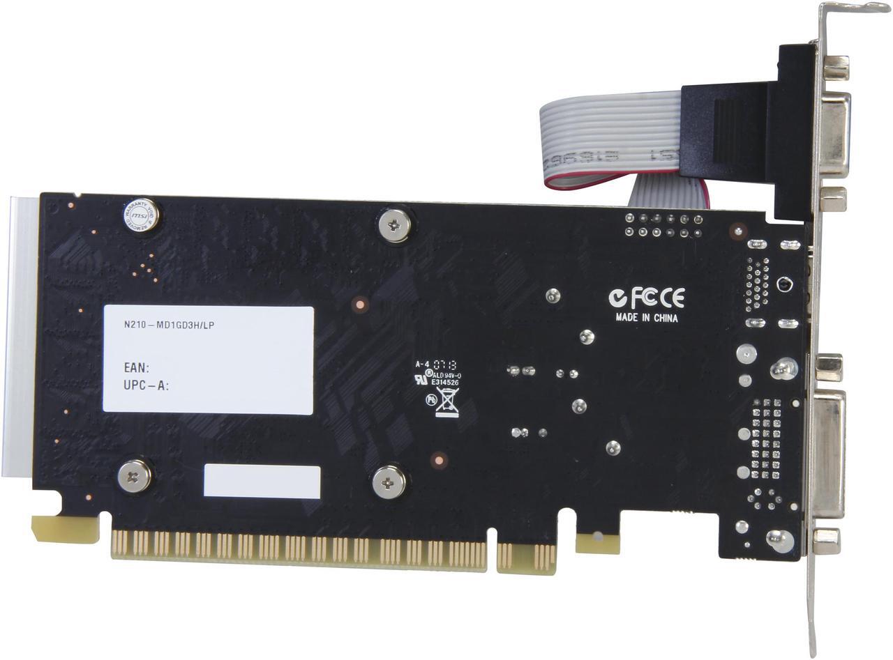 Alt view image 4 of 5 - MSI GeForce 210 1GB DDR3 PCI Express 2.0 x16 Low Profile Graphics Card N210-MD1GD3H/LP