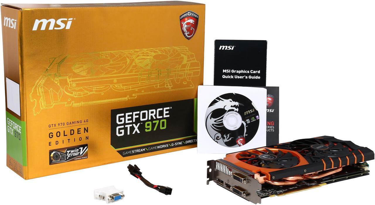 Alt view image 6 of 6 - MSI GM204-200 (Maxwell) 4GB GDDR5 PCI Express 3.0 x16 SLI Support ATX Video Card GTX 970 GAMING 4G Golden Edition
