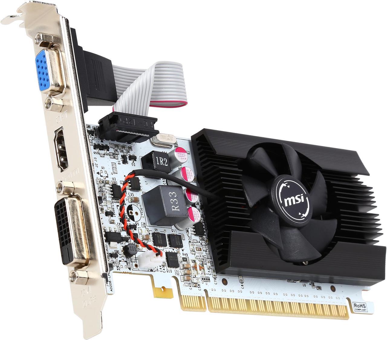 MSI GeForce GT 730 2GB GDDR5 PCI Express 2.0 x16 Video Card N730K-2GD5LP/OC