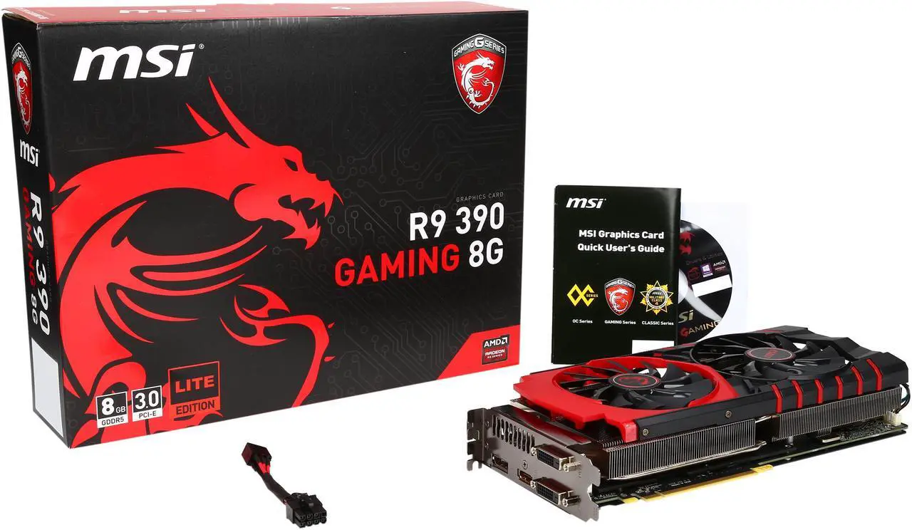 Alt view image 7 of 6 - MSI Radeon R9 390 8GB GDDR5 Graphics Card R9 390 GAMING 8G LE