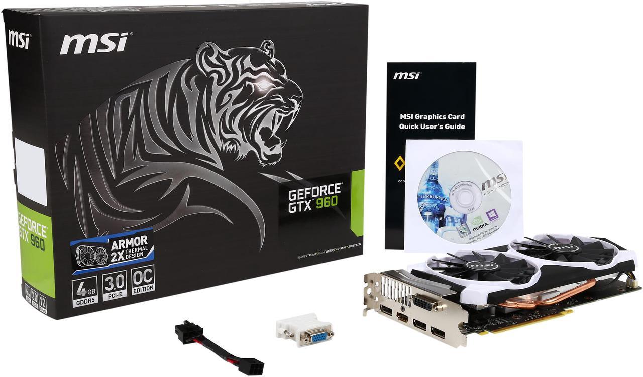 Alt view image 7 of 6 - MSI GeForce GTX 960 4GB GDDR5 PCI Express 3.0 SLI Support ATX Graphics Card GTX 960 4GD5T OC