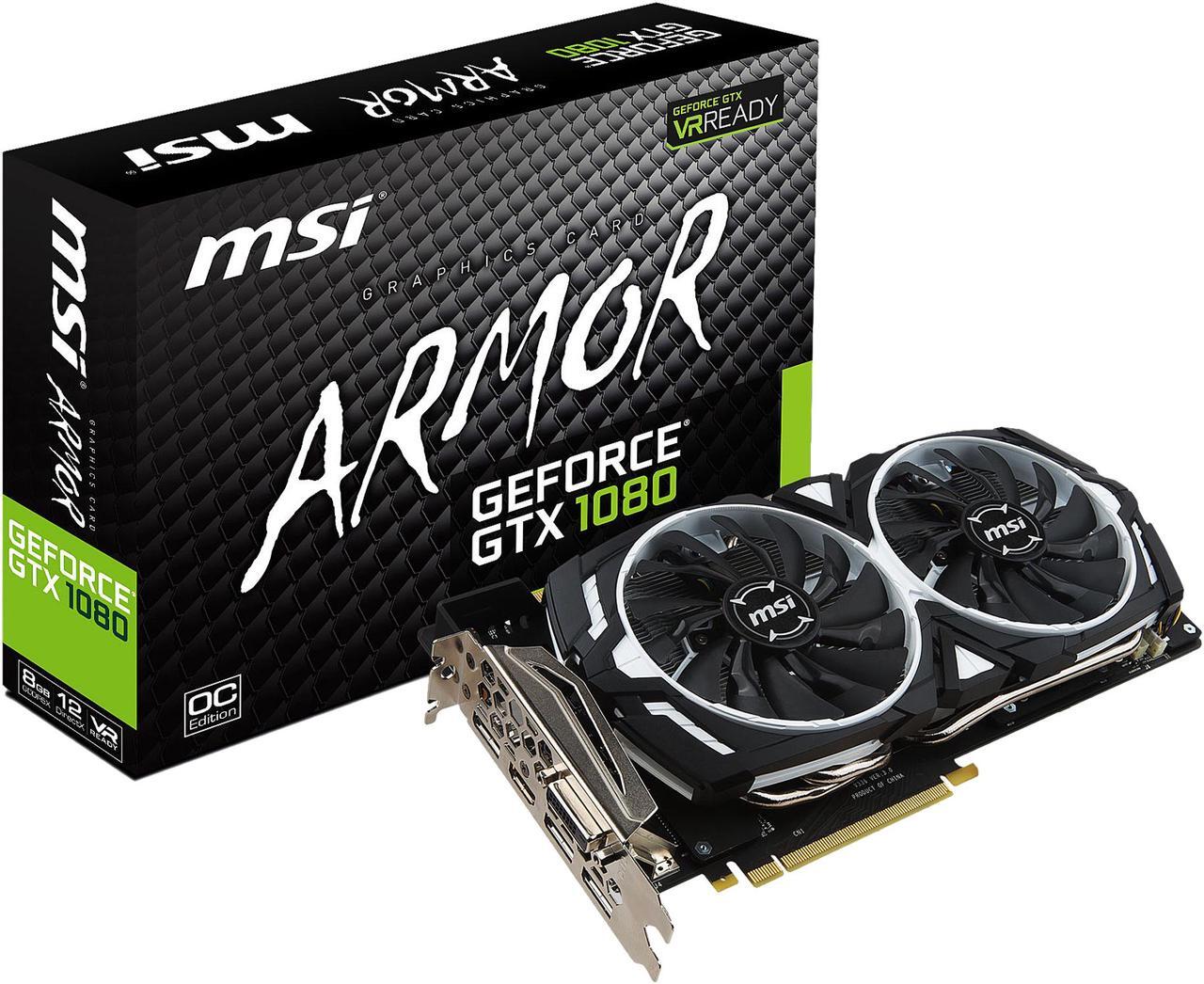 Alt view image 9 of 10 - MSI GeForce GTX 1080 8GB GDDR5X PCI Express 3.0 x16 SLI Support ATX Graphics Card GTX 1080 ARMOR 8G OC