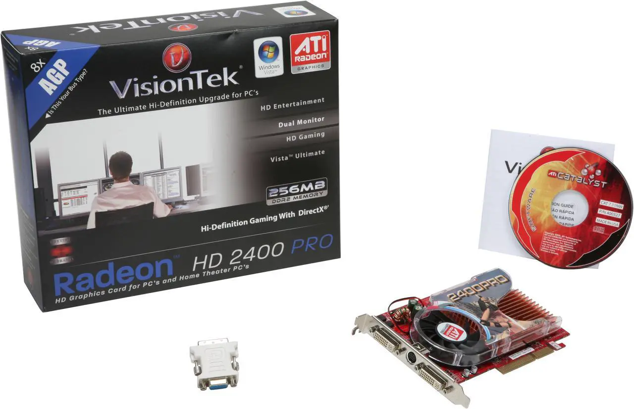 Alt view image 6 of 6 - VisionTek Radeon HD 2400PRO 256MB GDDR2 AGP 4X/8X Graphics Card 900165