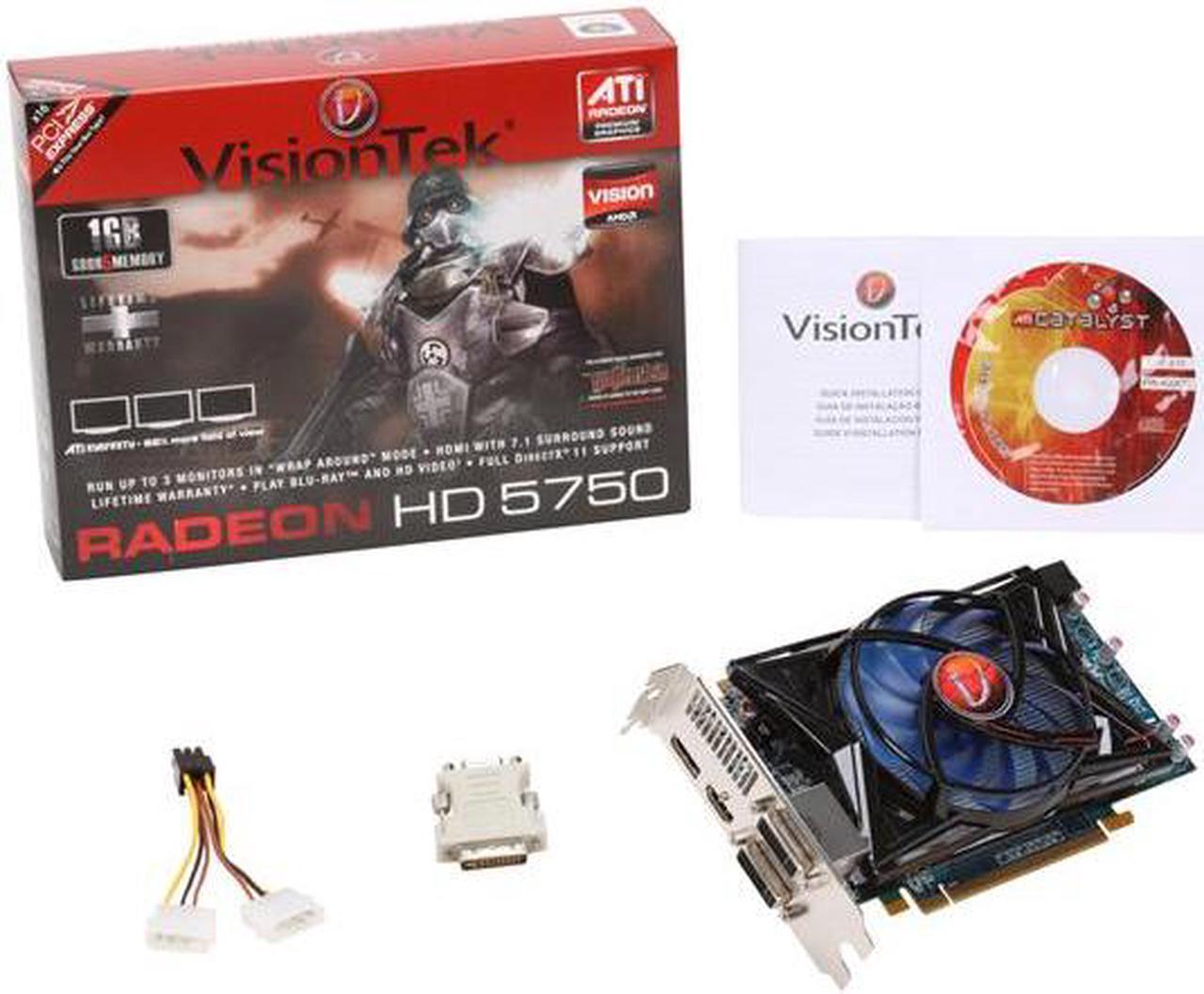 Alt view image 6 of 6 - VisionTek Radeon HD 5750 1GB GDDR5 PCI Express 2.0 x16 CrossFireX Support Graphics Card 900301