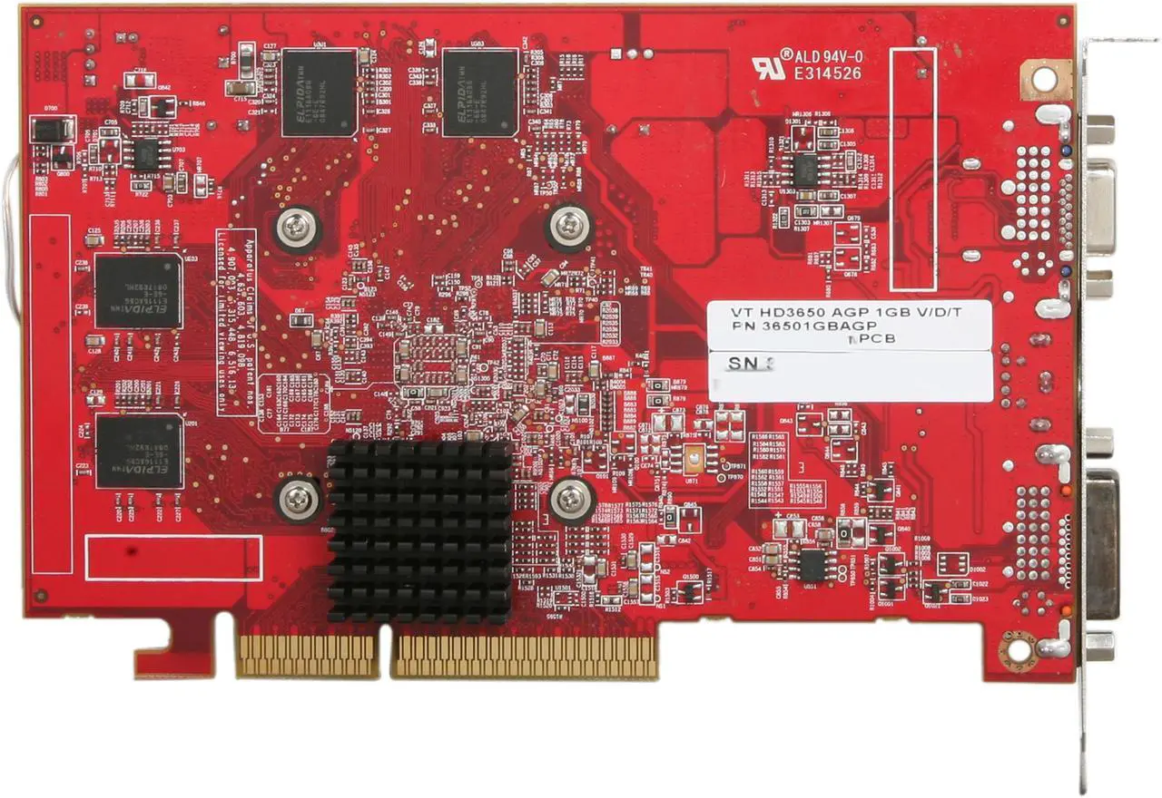 Alt view image 4 of 5 - VisionTek Radeon HD 3650 1GB DDR2 AGP 8X Graphics Card 900284
