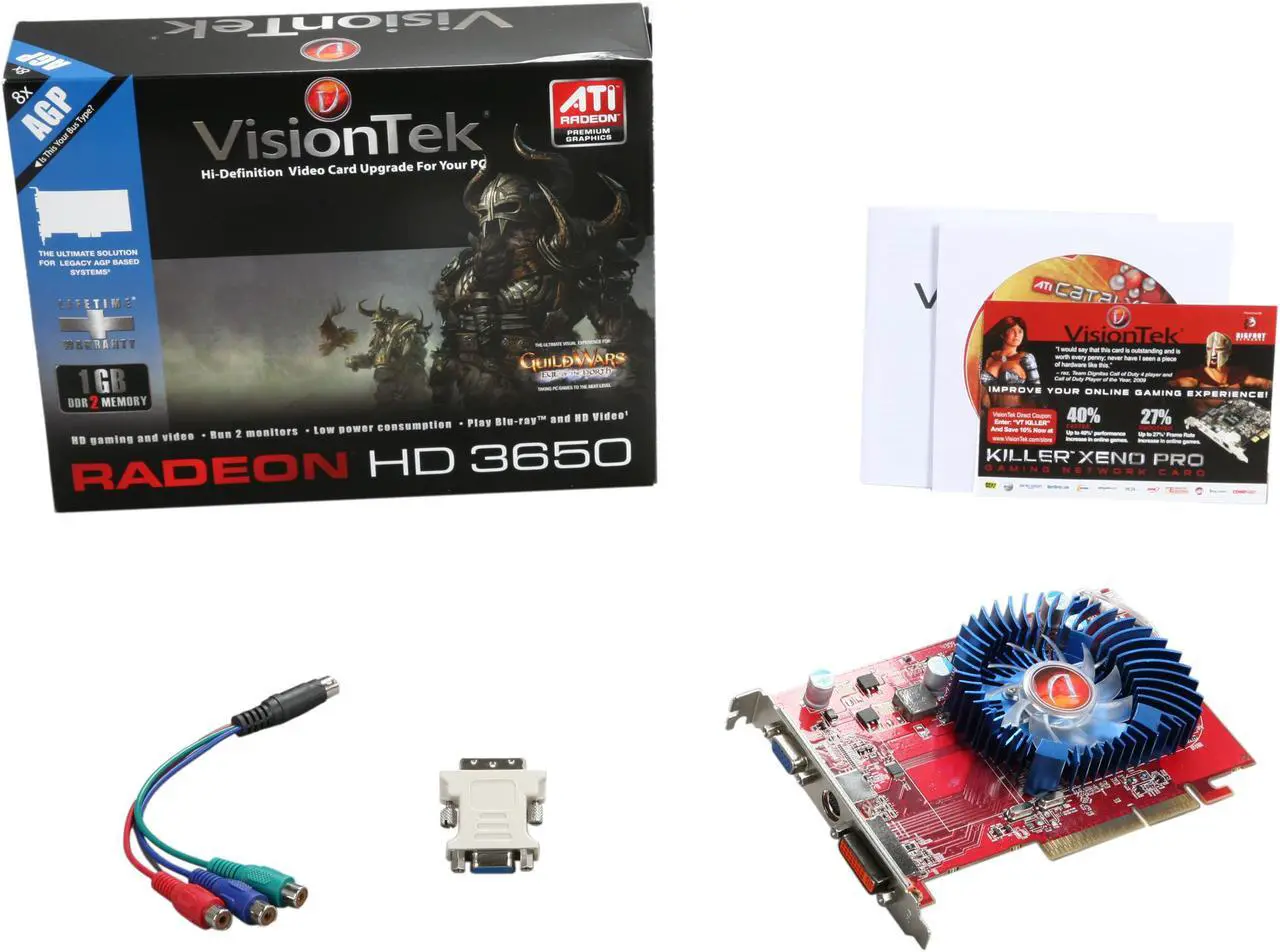 Alt view image 5 of 5 - VisionTek Radeon HD 3650 1GB DDR2 AGP 8X Graphics Card 900284
