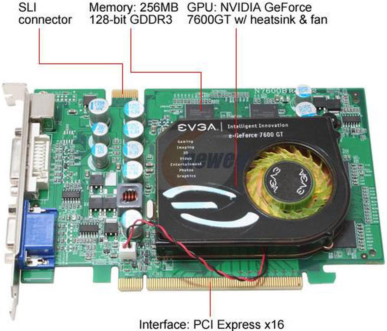 Alt view image 3 of 5 - EVGA GeForce 7600GT 256MB GDDR3 PCI Express x16 SLI Support Graphics Card 256-P2-N615-TX