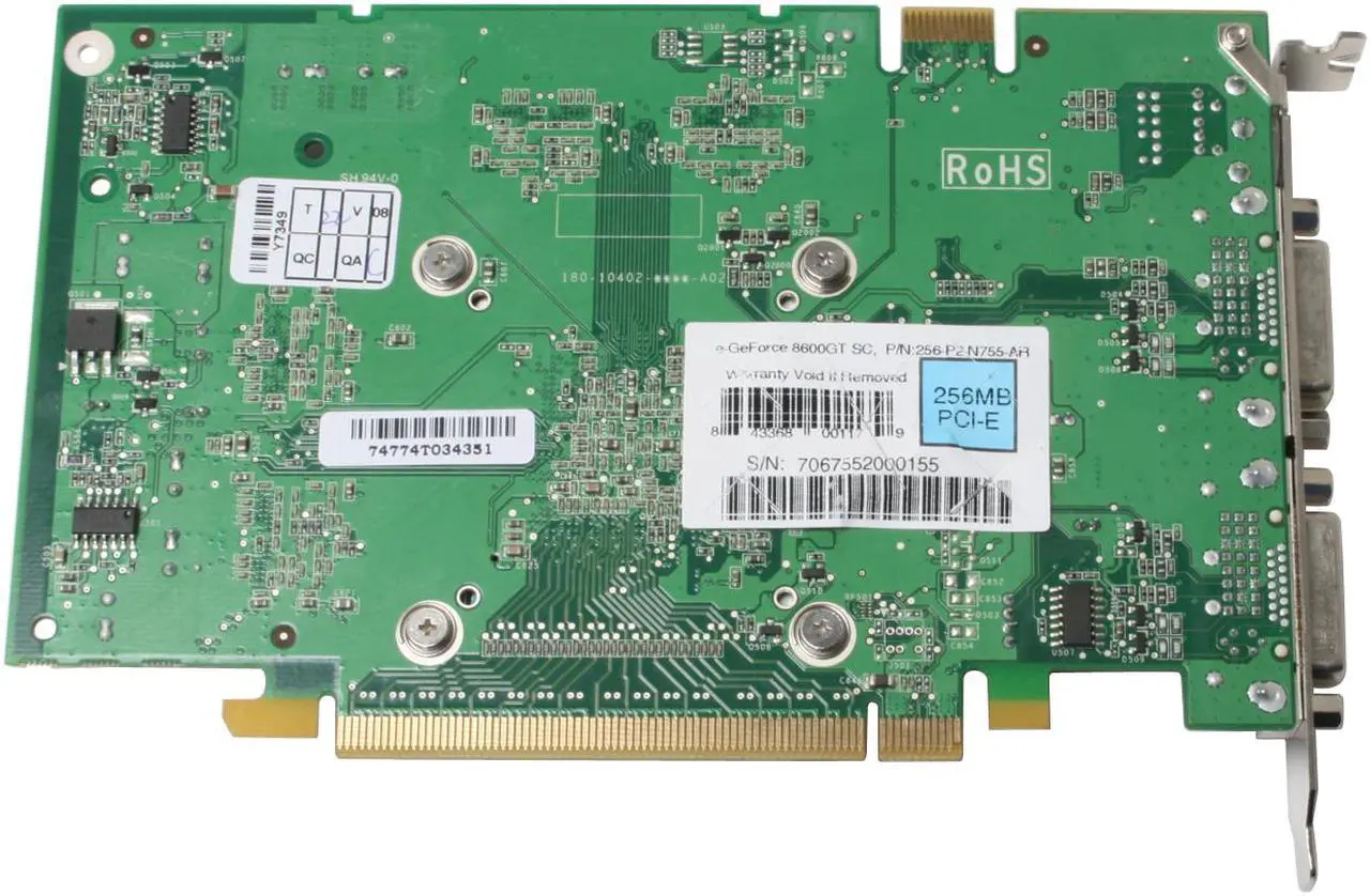 Alt view image 4 of 7 - EVGA 256-P2-N755-AR GeForce 8600GT 256MB 128-bit GDDR3 PCI Express x16 SLI Supported Superclocked Video Card