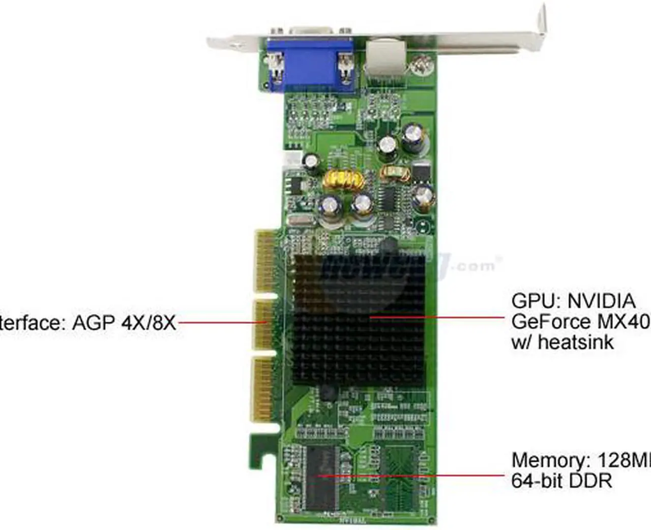 Alt view image 3 of 7 - EVGA GeForce MX4000 128MB DDR AGP 4X/8X Graphics Card 128-A8-NV96-LX