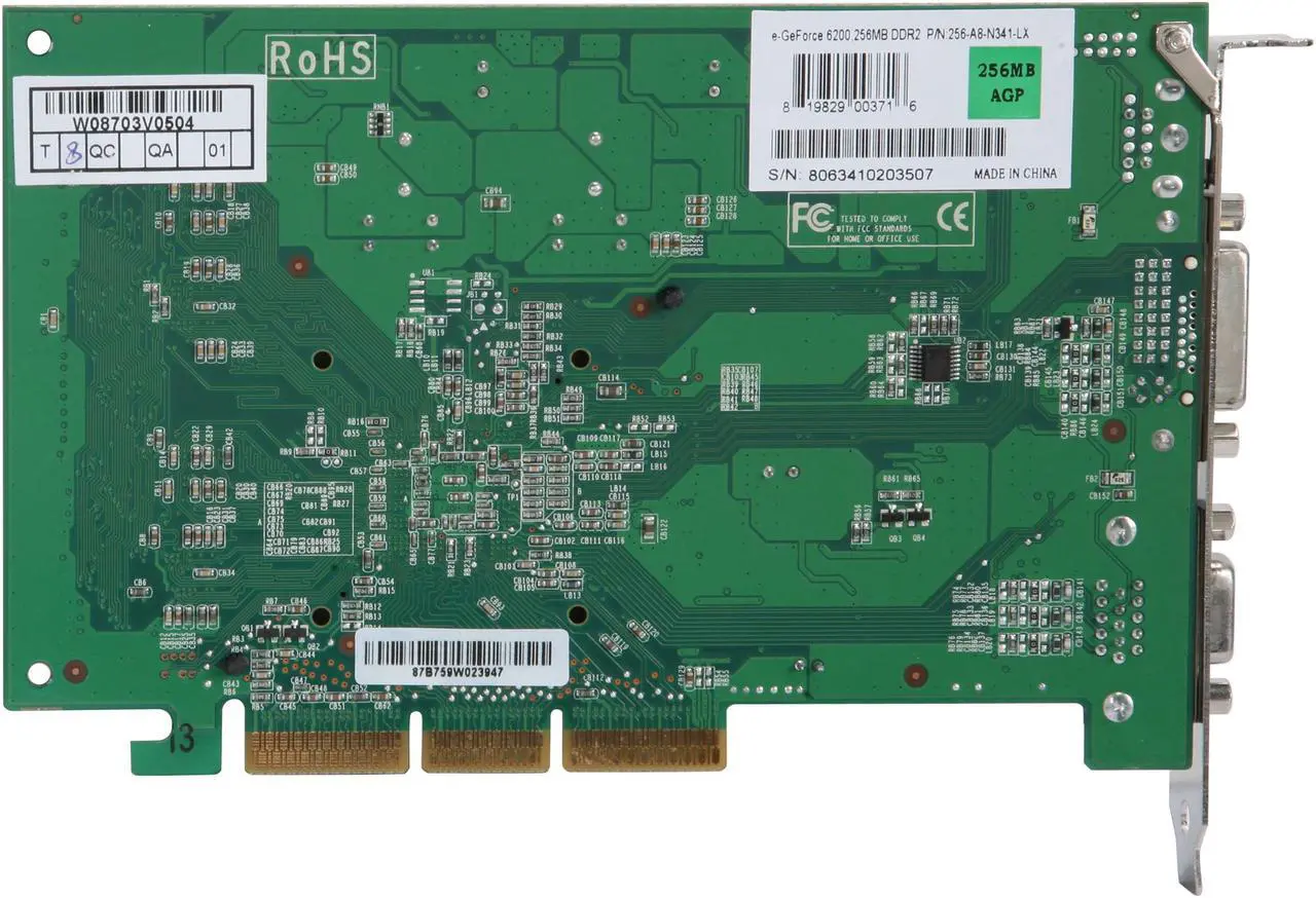 Alt view image 4 of 5 - EVGA GeForce 6200 256MB DDR AGP 8X Graphics Card 256-A8-N341-LX