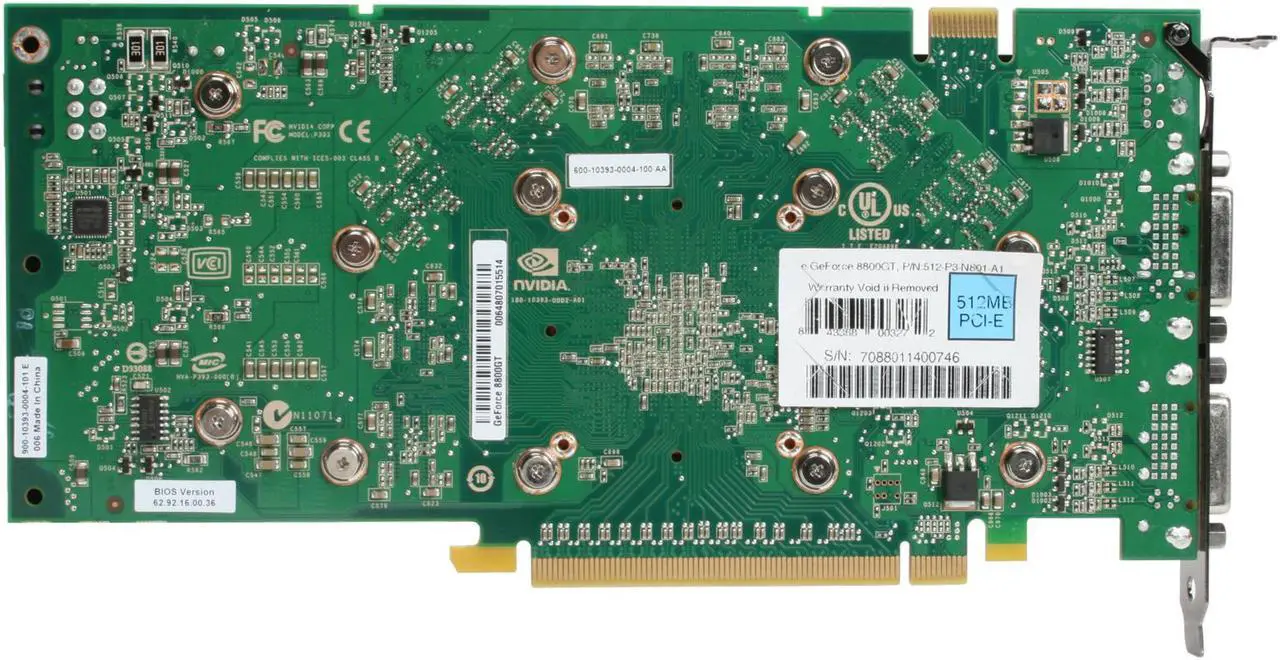 Alt view image 4 of 5 - EVGA GeForce 8800 GT 512MB GDDR3 PCI Express 2.0 x16 SLI Support Graphics Card 512-P3-N801-AR