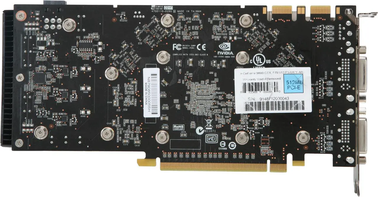 Alt view image 4 of 6 - EVGA GeForce 9800 GTX+ 512MB DDR3 PCI Express 2.0 x16 SLI Support Graphics Card 512-P3-N871-AR