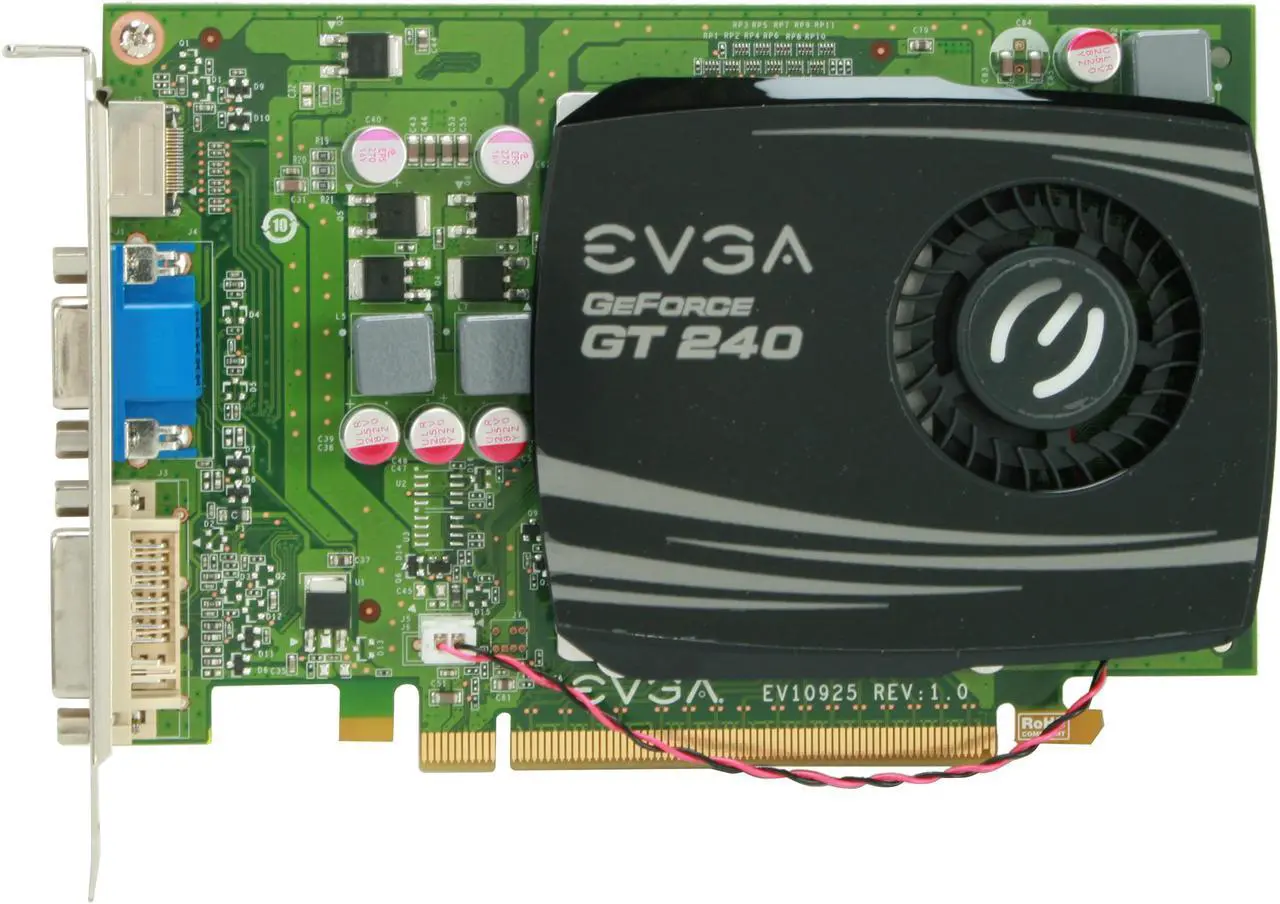 Alt view image 3 of 5 - EVGA GeForce GT 240 1GB GDDR3 PCI Express 2.0 x16 Graphics Card 01G-P3-1236-LR