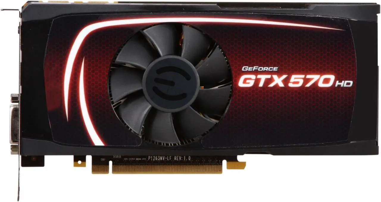 Alt view image 3 of 6 - EVGA SuperClocked 012-P3-1573-AR GeForce GTX 570 HD w/Display-Port (Fermi) 1280MB 320-bit GDDR5 PCI Express 2.0 x16 HDCP Ready SLI Support Video Card