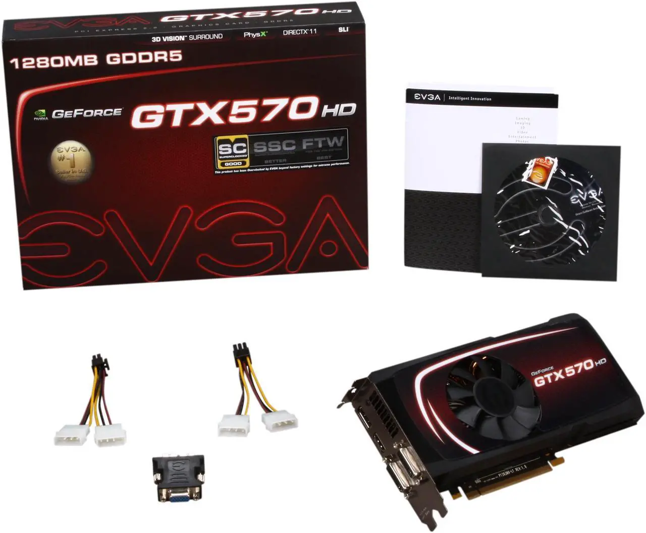 Alt view image 6 of 6 - EVGA SuperClocked 012-P3-1573-AR GeForce GTX 570 HD w/Display-Port (Fermi) 1280MB 320-bit GDDR5 PCI Express 2.0 x16 HDCP Ready SLI Support Video Card