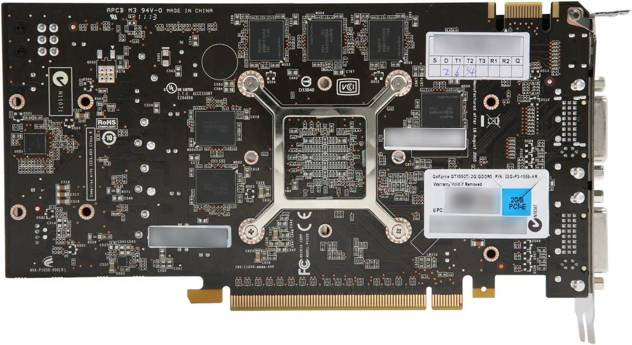 Alt view image 4 of 6 - EVGA GeForce GTX 550 Ti (Fermi) 2GB GDDR5 PCI Express 2.0 x16 SLI Support Graphics Card 02G-P3-1559-KR