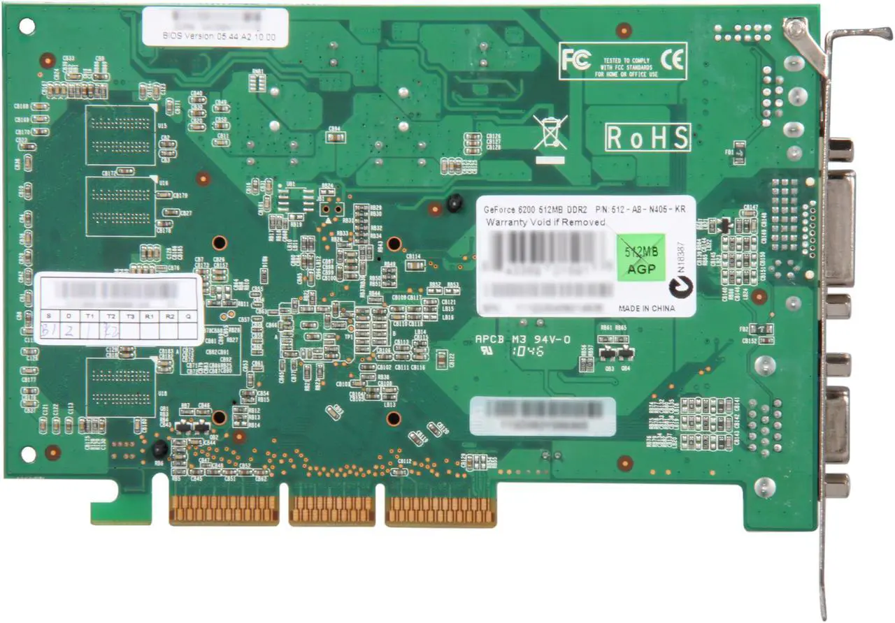 Alt view image 4 of 5 - EVGA GeForce 6200 512MB DDR2 AGP 8X Graphics Card 512-A8-N405-KR