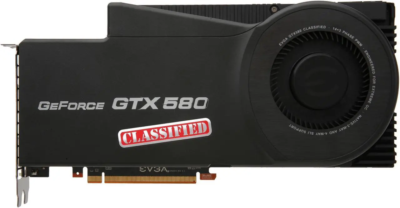 Alt view image 3 of 6 - EVGA 03G-P3-1588-AR GeForce GTX 580 (Fermi) Classified 3072MB 384-bit GDDR5 PCI Express 2.0 x16 HDCP Ready SLI Support Video Card