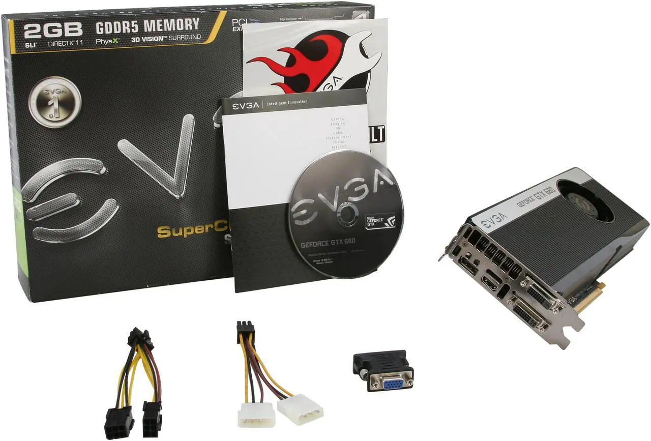 Alt view image 6 of 6 - EVGA 02G-P4-2683-KR GeForce GTX 680 Superclocked,  Signature 2GB 256-bit GDDR5 PCI Express 3.0 x16 HDCP Ready SLI Support Video Card
