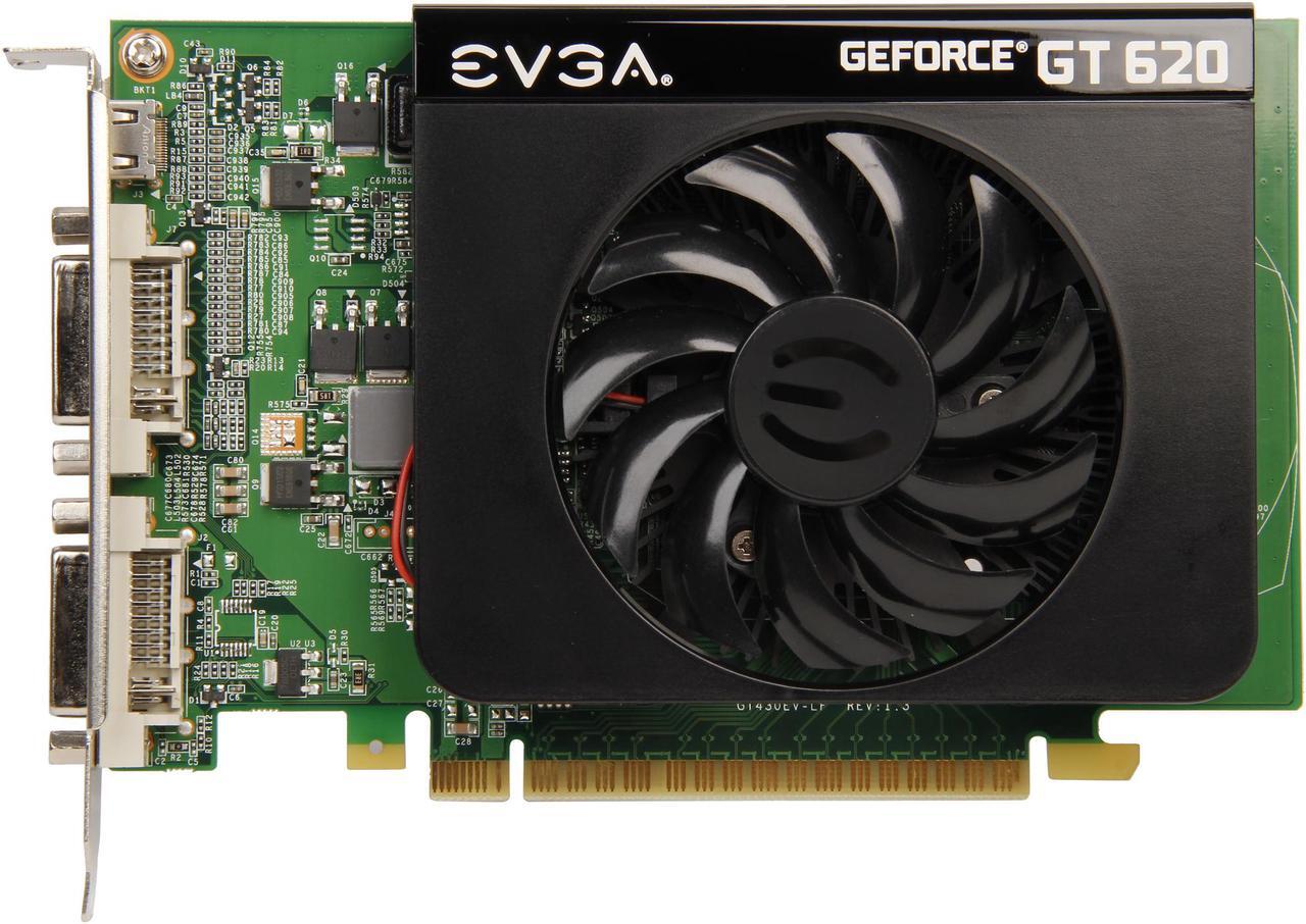 Alt view image 3 of 5 - EVGA GeForce GT 620 1GB DDR3 PCI Express 2.0 x16 Graphics Card 01G-P3-2621-KR