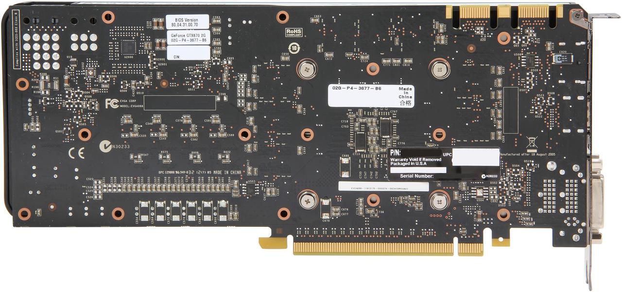 Alt view image 4 of 7 - EVGA 02G-P4-3677-KR GeForce GTX 670 FTW Signature2 2GB 256-bit GDDR5 PCI Express 3.0 x16 HDCP Ready SLI Support Video Card