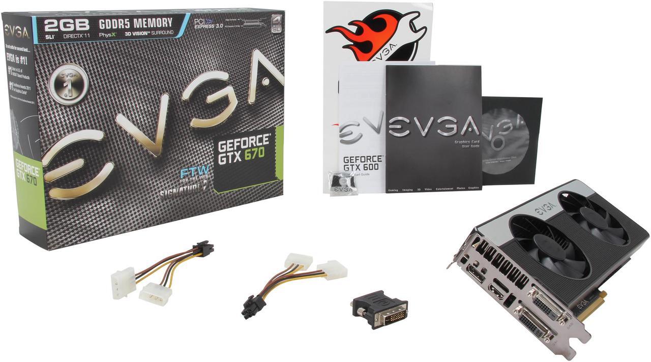Alt view image 7 of 7 - EVGA 02G-P4-3677-KR GeForce GTX 670 FTW Signature2 2GB 256-bit GDDR5 PCI Express 3.0 x16 HDCP Ready SLI Support Video Card
