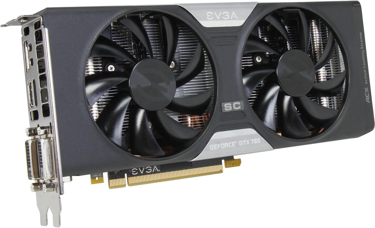 EVGA SuperClocked 02G-P4-2765-KR G-SYNC Support GeForce GTX 760 2GB 256-bit GDDR5 PCI Express 3.0 SLI Support w/ EVGA ACX Cooler Video Card