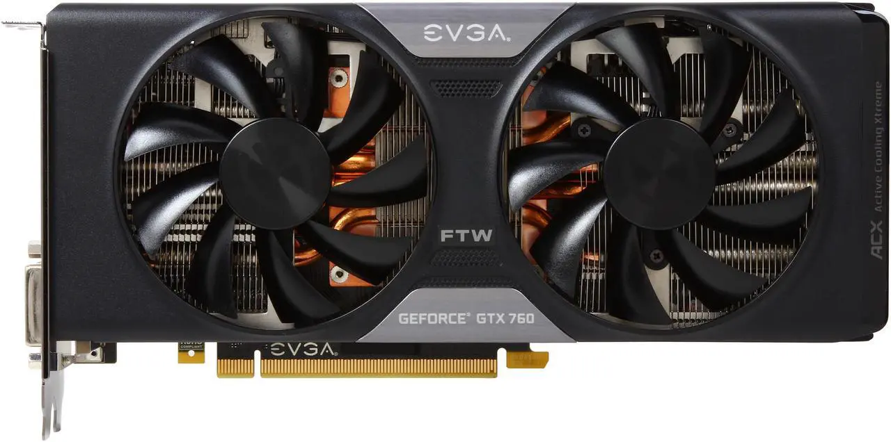 Alt view image 3 of 7 - EVGA 04G-P4-3768-KR G-SYNC Support GeForce GTX 760 FTW 4GB 256-bit GDDR5 PCI Express 3.0 SLI Support Video Card w/ EVGA ACX Cooler