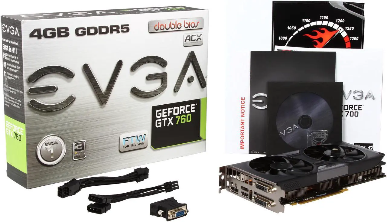 Alt view image 7 of 7 - EVGA 04G-P4-3768-KR G-SYNC Support GeForce GTX 760 FTW 4GB 256-bit GDDR5 PCI Express 3.0 SLI Support Video Card w/ EVGA ACX Cooler