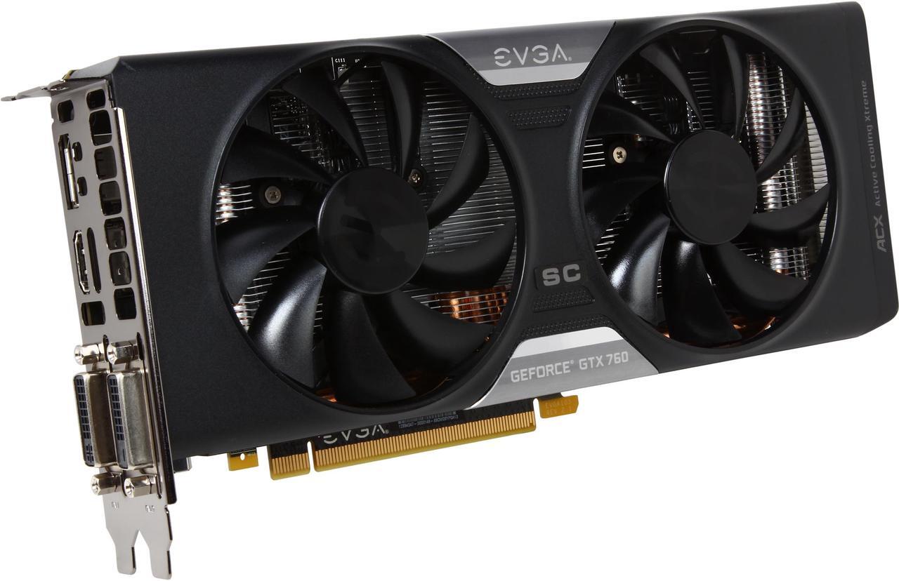 Main image of EVGA 02G-P4-3765-KR G-SYNC Support GeForce GTX 760 2GB 256-bit GDDR5 PCI Express 3.0 SLI Support Dual Superclocked w/ EVGA ACX Cooler Video Card