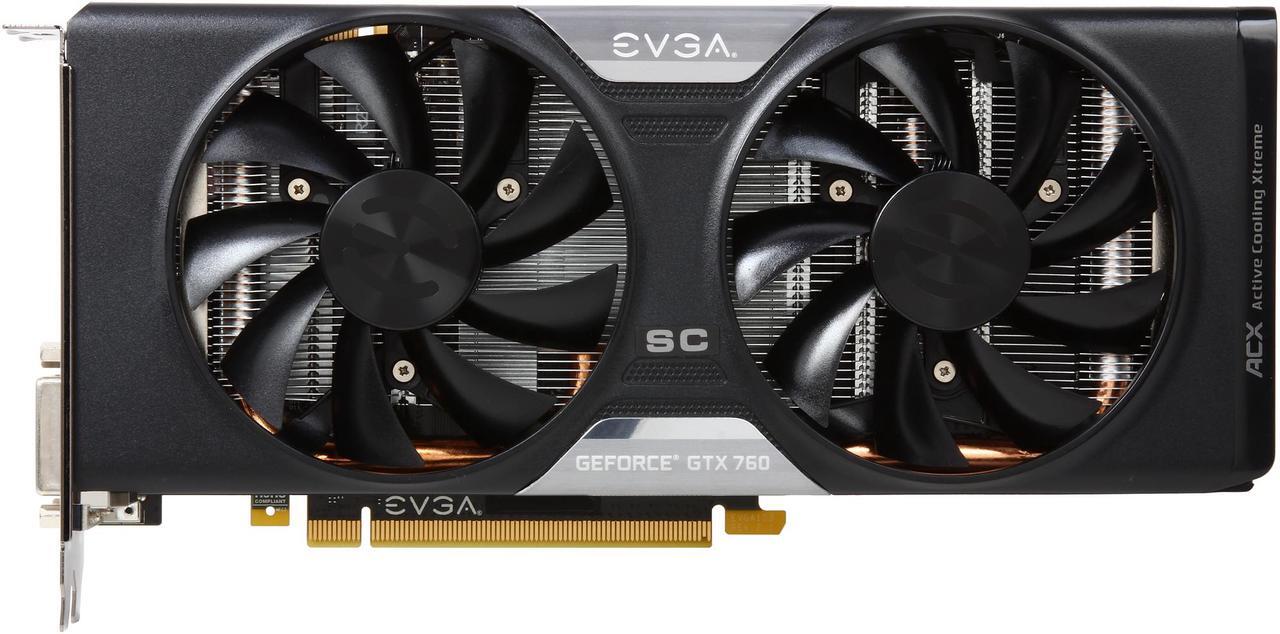 Alt view image 3 of 7 - EVGA 02G-P4-3765-KR G-SYNC Support GeForce GTX 760 2GB 256-bit GDDR5 PCI Express 3.0 SLI Support Dual Superclocked w/ EVGA ACX Cooler Video Card