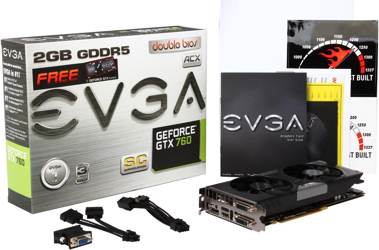 Alt view image 7 of 7 - EVGA 02G-P4-3765-KR G-SYNC Support GeForce GTX 760 2GB 256-bit GDDR5 PCI Express 3.0 SLI Support Dual Superclocked w/ EVGA ACX Cooler Video Card