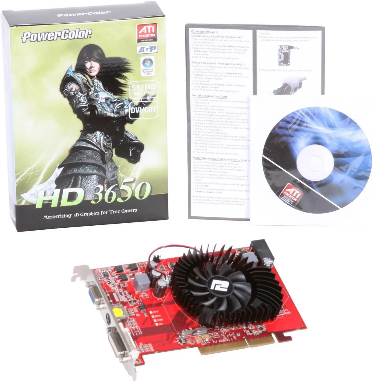 Alt view image 6 of 6 - PowerColor Radeon HD 3650 512MB DDR2 AGP 8X Graphics Card AG3650 512MD2-V3